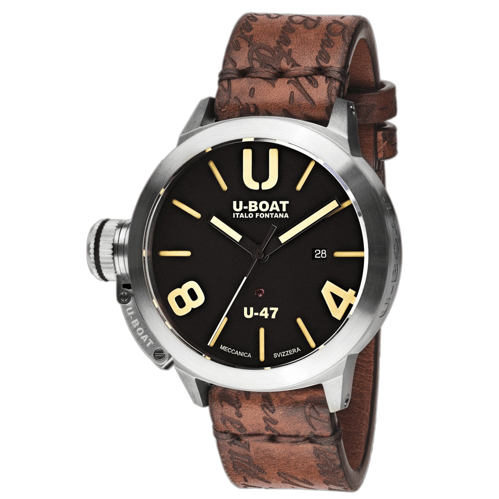 U-Boat Men’s Watch 47mm Classico U-47 Black Brown