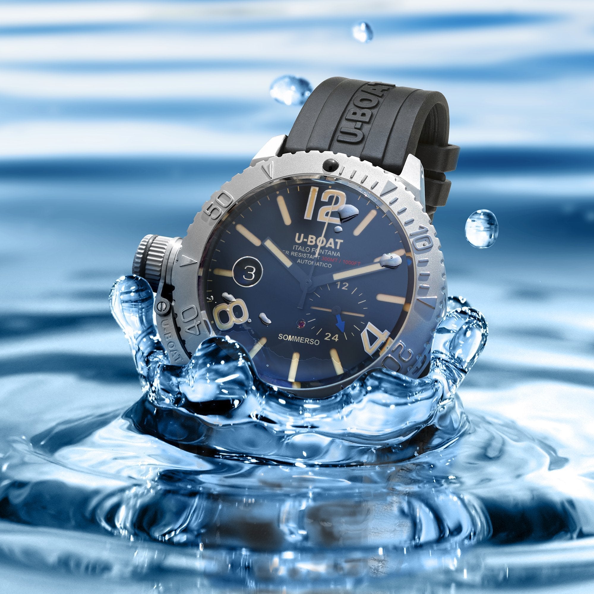 U-Boat Men’s Watch 46mm Sommerso Automatic Diver Black
