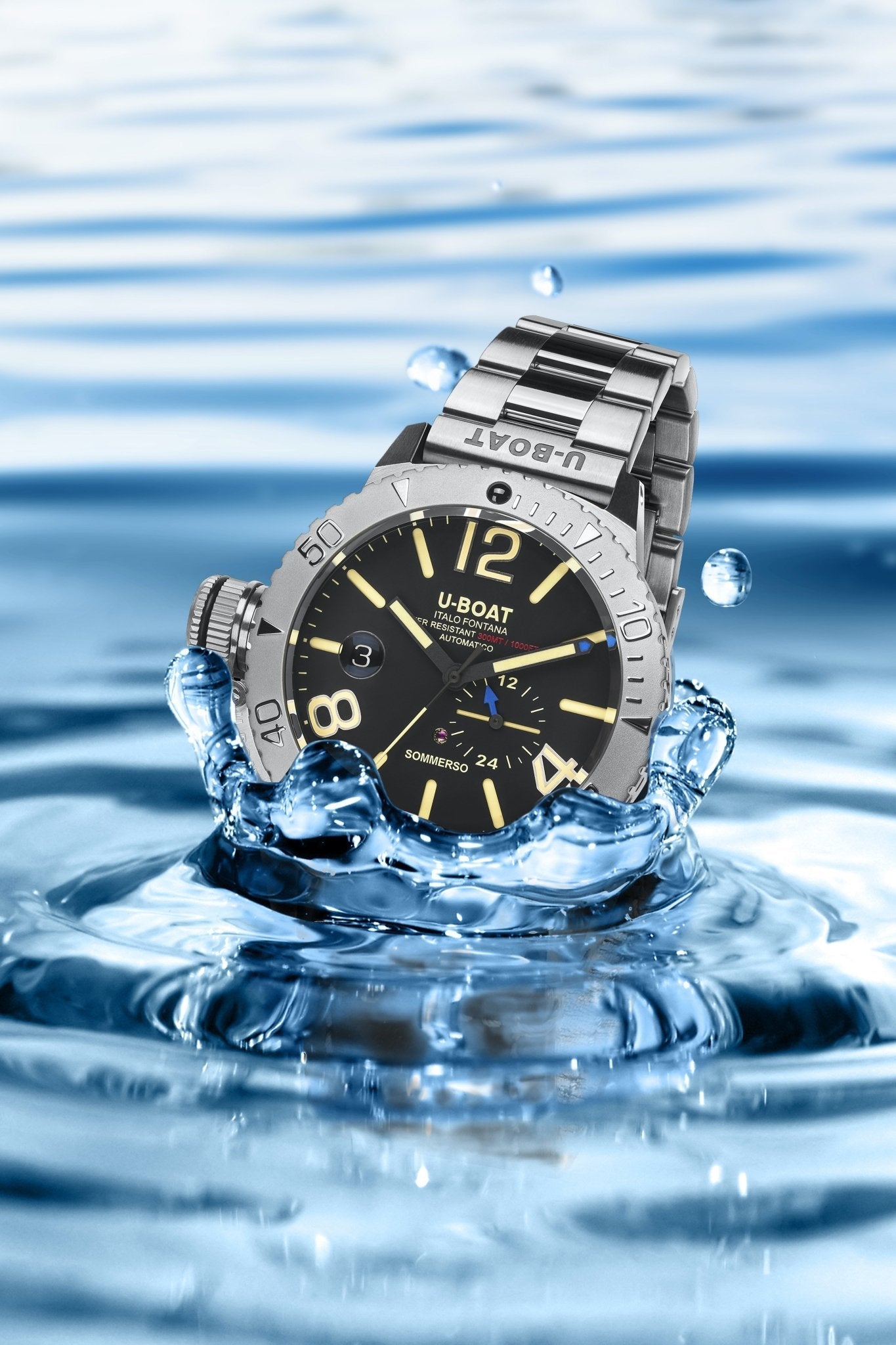 U-Boat Men’s Watch 46mm Sommerso Automatic Diver Steel
