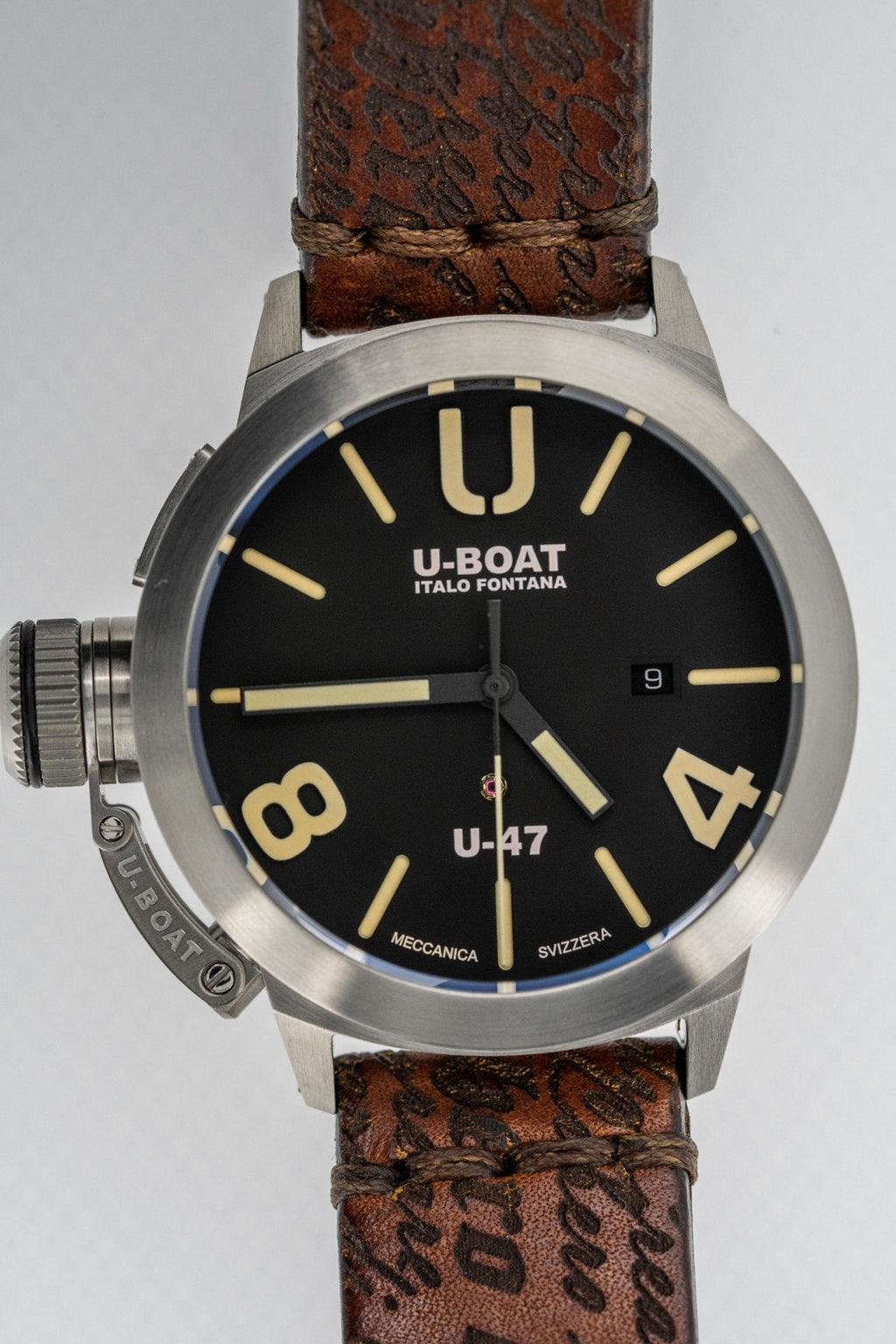 U-Boat Men’s Watch 47mm Classico U-47 Black Brown