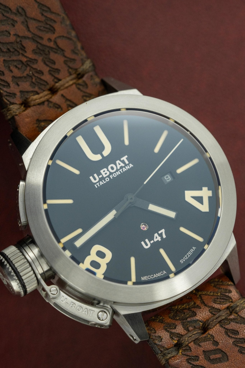 U-Boat Men’s Watch 47mm Classico U-47 Black Brown
