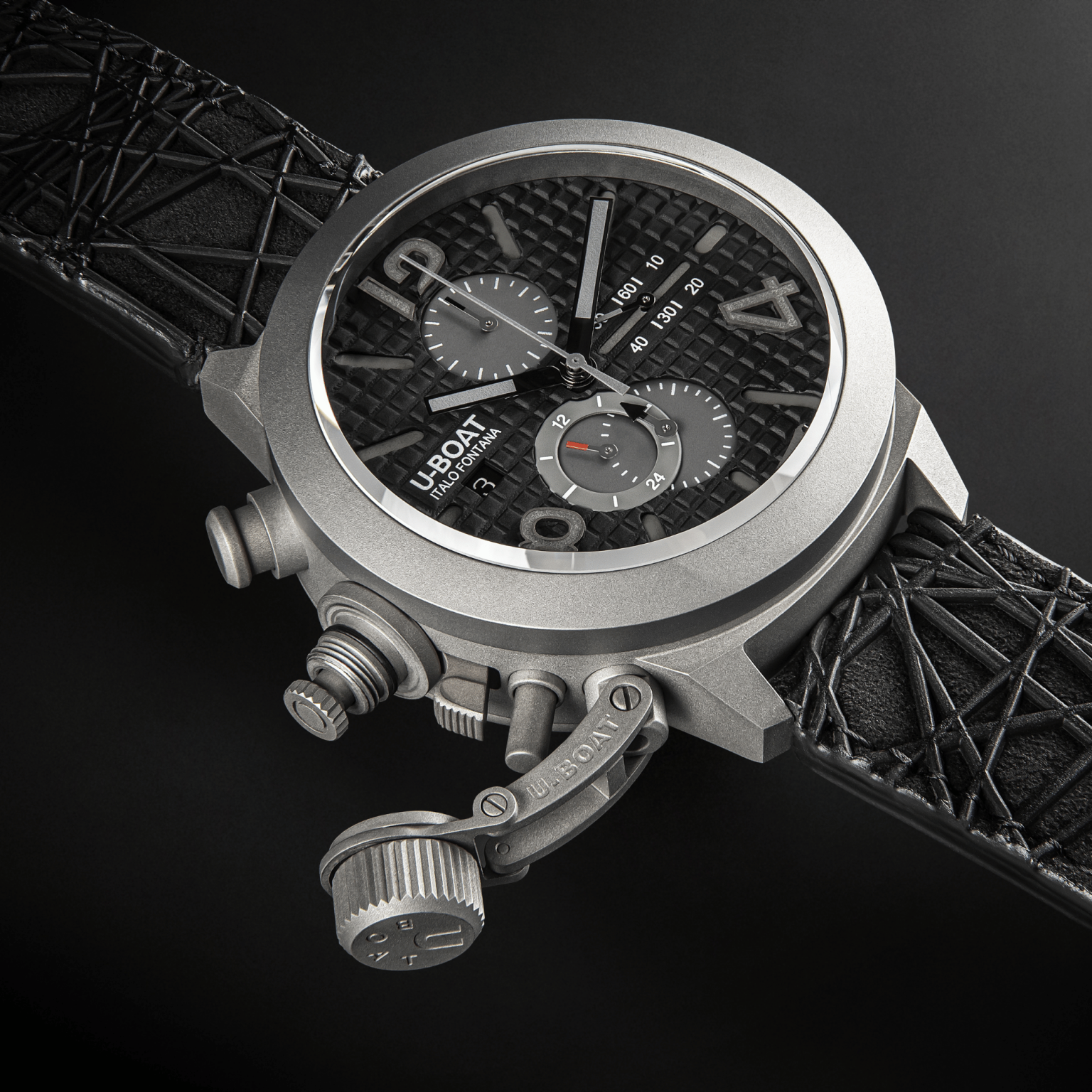 U-Boat Men’s Watch 45mm Classico Titanium Tungsten Chronograph Black