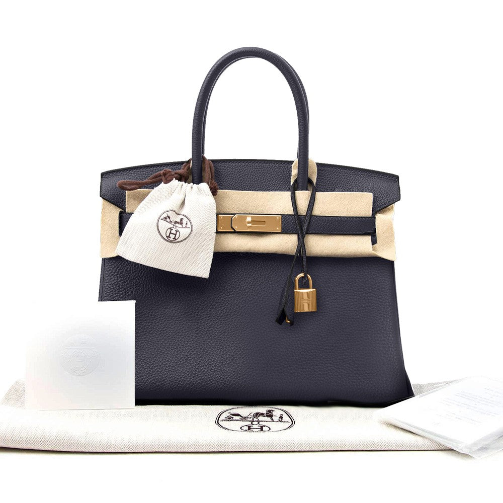 Hermes Birkin Togo 30 Blue Nuit Damenhandtasche