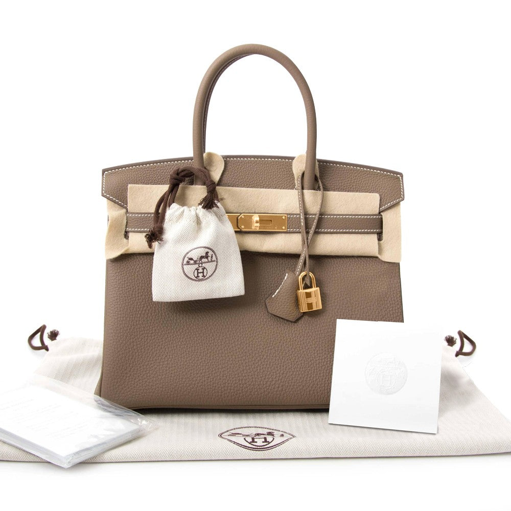 Hermes Birkin Bag 30 Etoupe Togo Leder