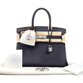 Hermes 30 Birkin Bag Blue Nuit Togo Handbag