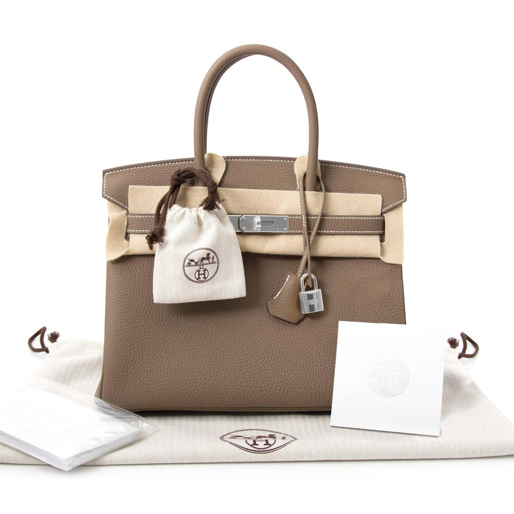 Hermes Togo Birkin 30 Tasche Etoupe Leder Damenhandtasche
