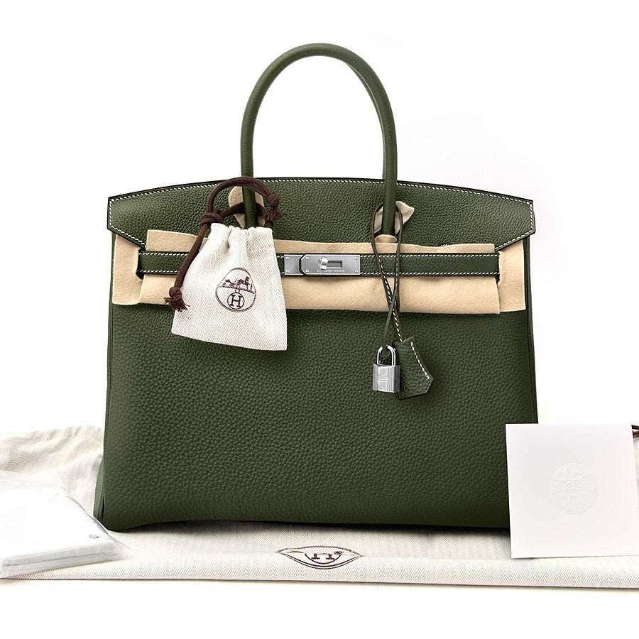 Hermes Togo Birkin 35 Tasche Canopee Grün