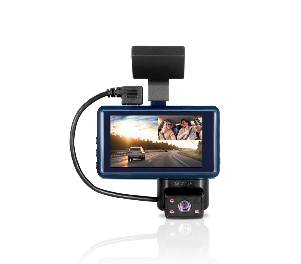 MINOLTA MNCD337N 2-Channel 1080P Car Camcorder w/3.0" LCD & Interior Camera (Black)