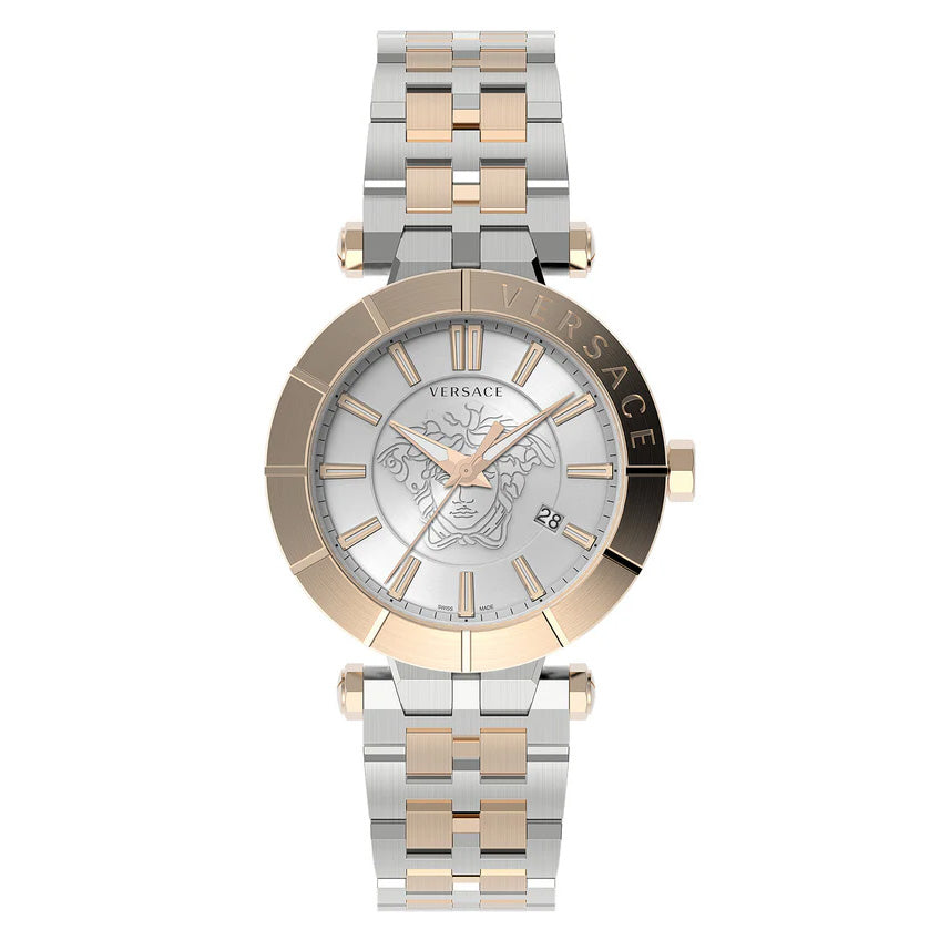 Versace Men's Watch V-Race 43mm White Two-Tone Bracelet