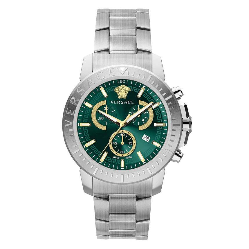 Versace Men's Watch New Chrono 45mm Green Bracelet