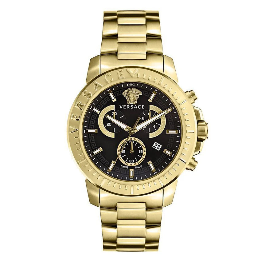 Versace Men's Watch New Chrono 45mm Gold Bracelet