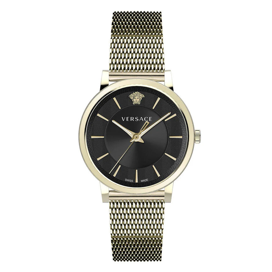 Versace Men's Watch V-Circle Black Gold Bracelet