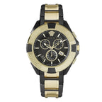 Versace Men's Watch Chrono Sporty 46mm Black Gold Bracelet