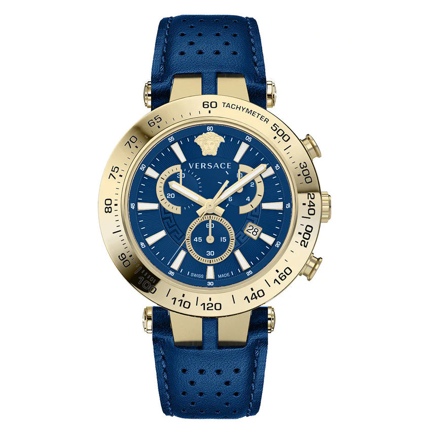 Versace Men's Watch Bold Chrono 46mm Blue Gold
