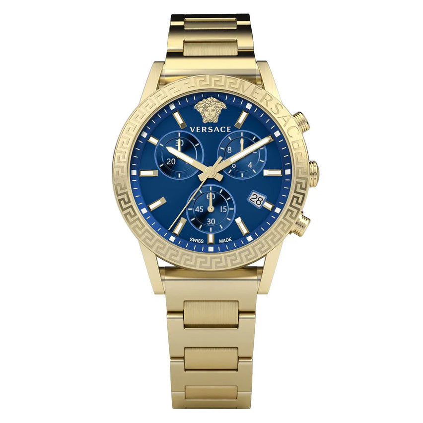 Versace Ladies Watch Sport Tech 40mm Blue Gold Bracelet