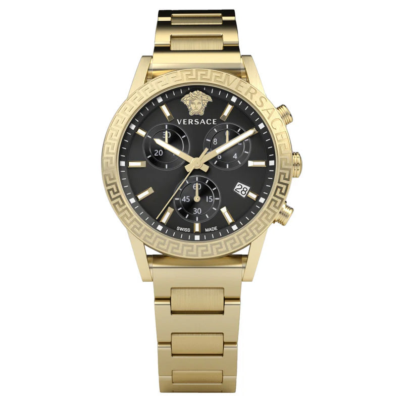 Versace Ladies Watch Sport Tech 40mm Black Gold Bracelet