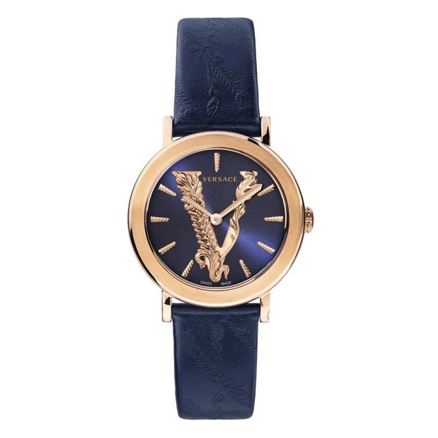 Versace Ladies Watch Virtus Blue IP Gold