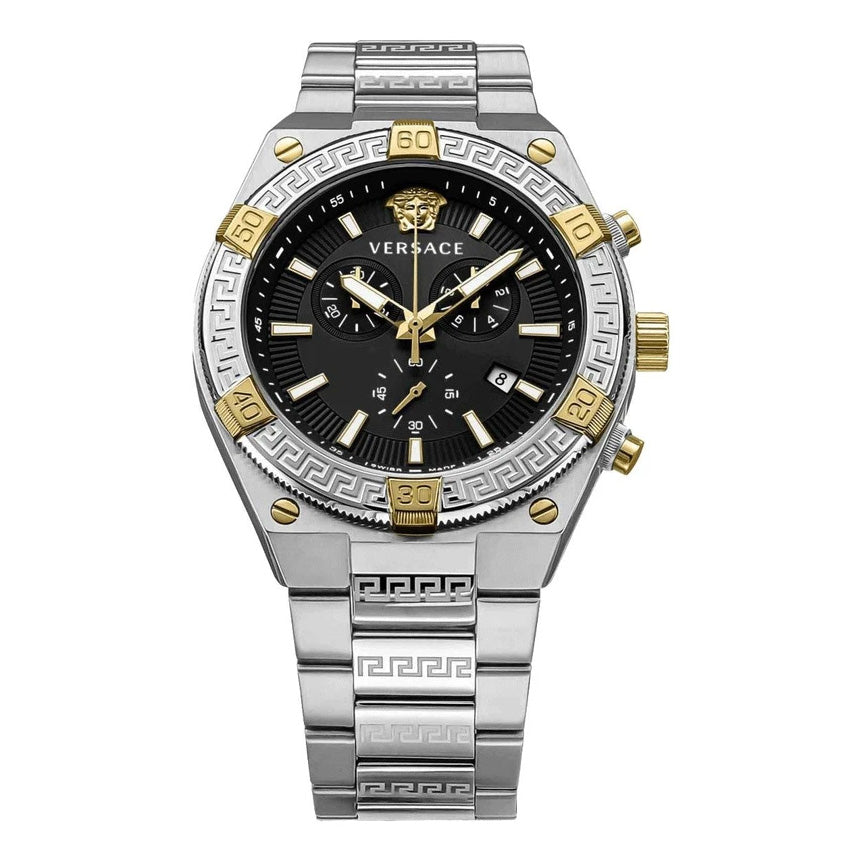 Versace Men's Watch Greca Sporty Chronograph 46mm Black Silver