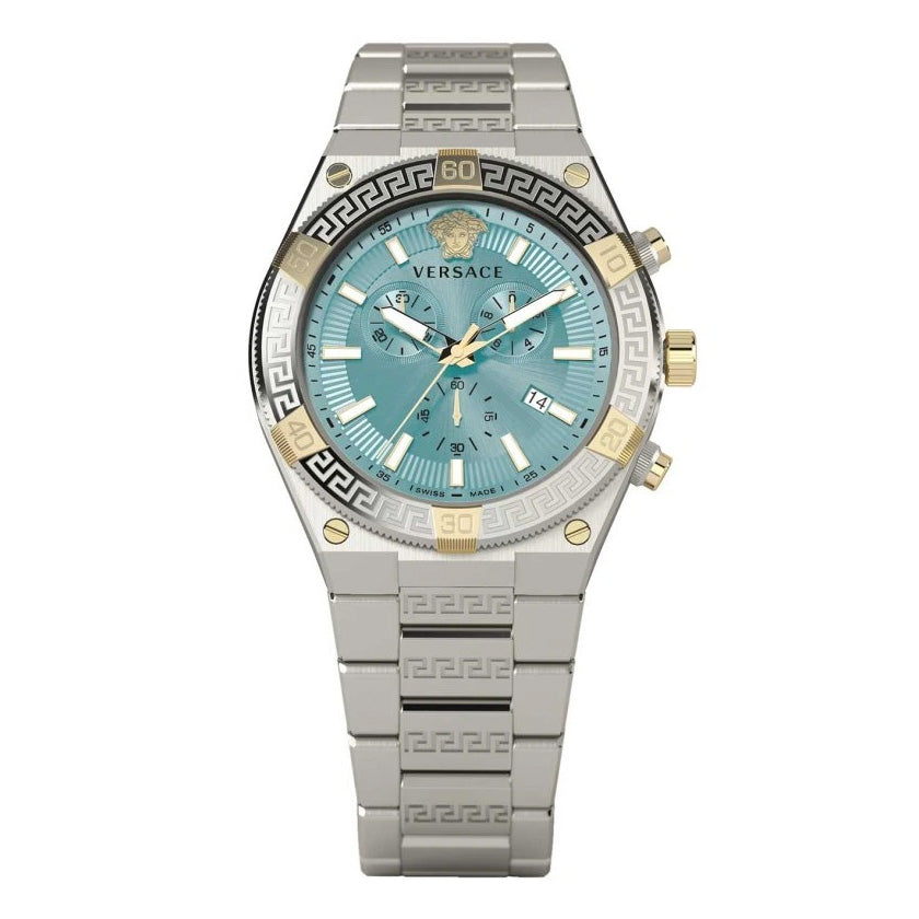 Versace Men's Watch Greca Sporty Chronograph 46mm Blue Turquoise
