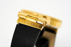 Versace Ladies Watch Greca Logo Gold Black Leather
