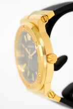 Versace Ladies Watch Greca Logo Gold Black Leather