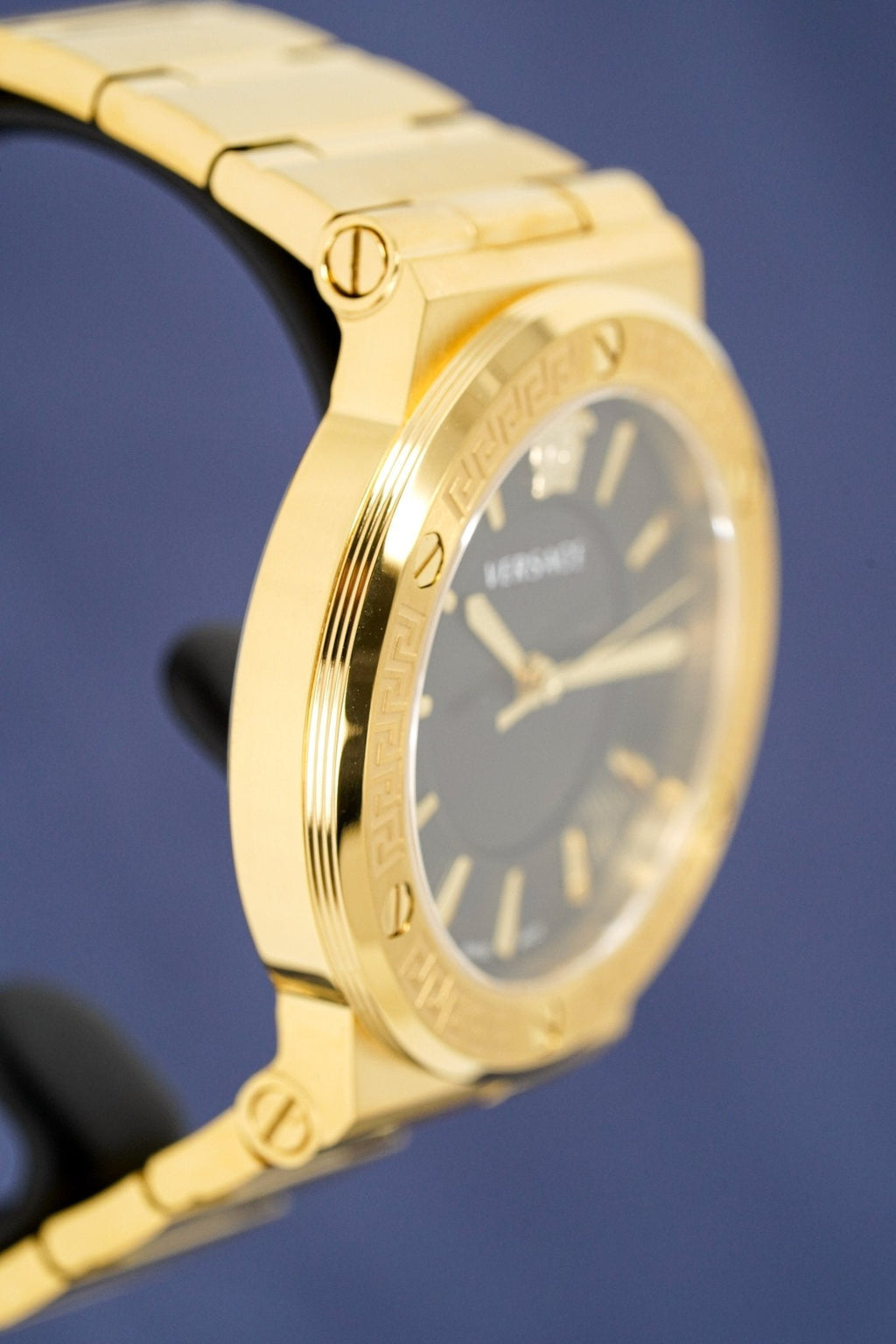 Versace Ladies Watch Greca Logo Gold Black