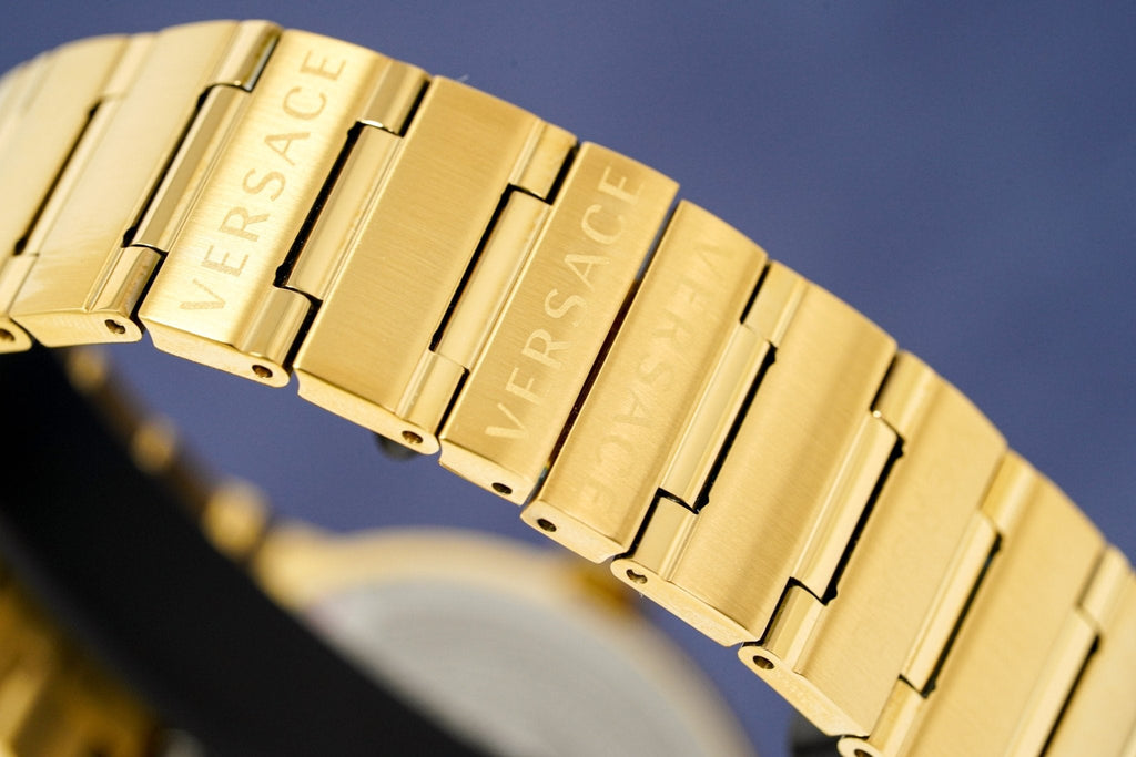 Versace Ladies Watch Greca Logo Gold Black