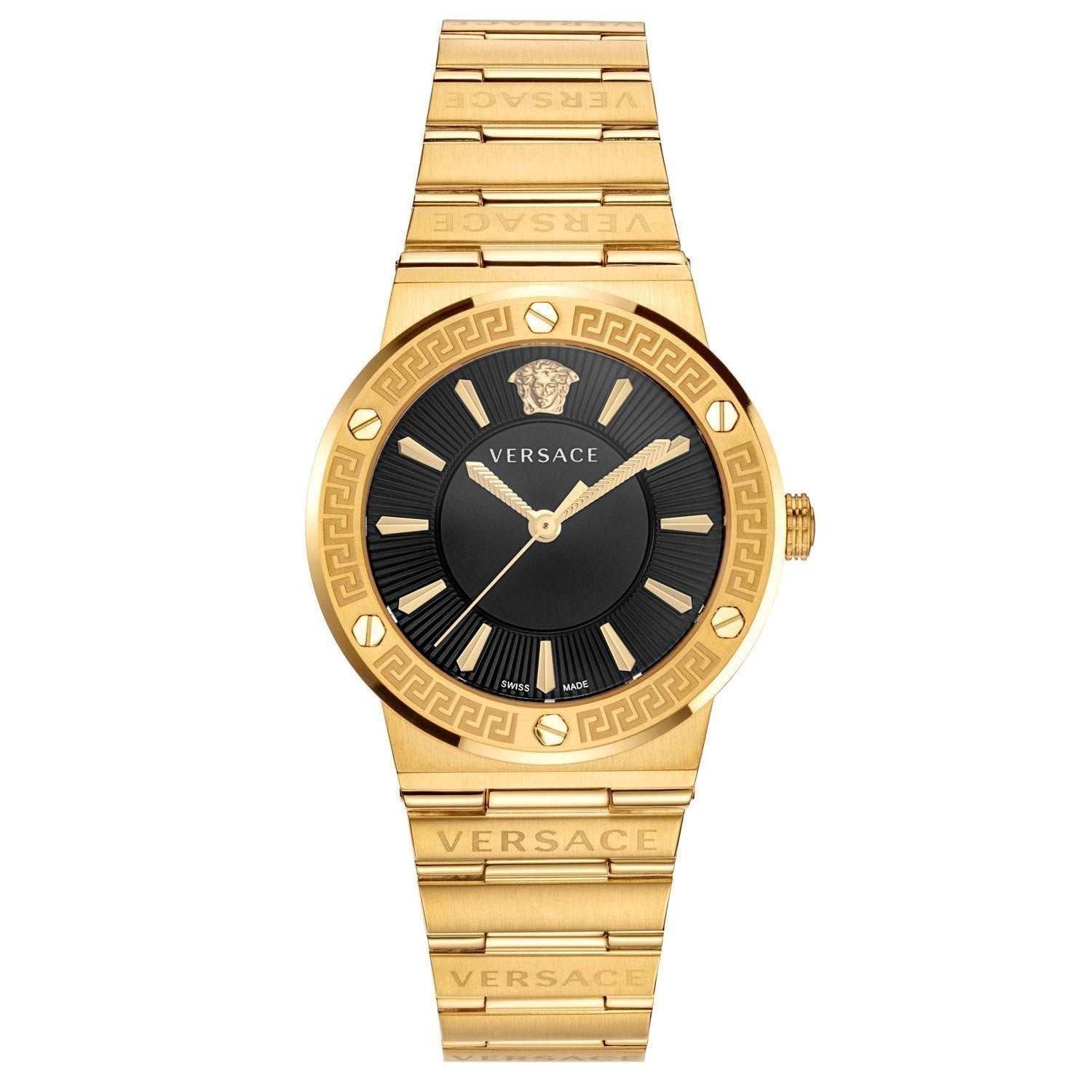 Versace Ladies Watch Greca Logo Gold Black