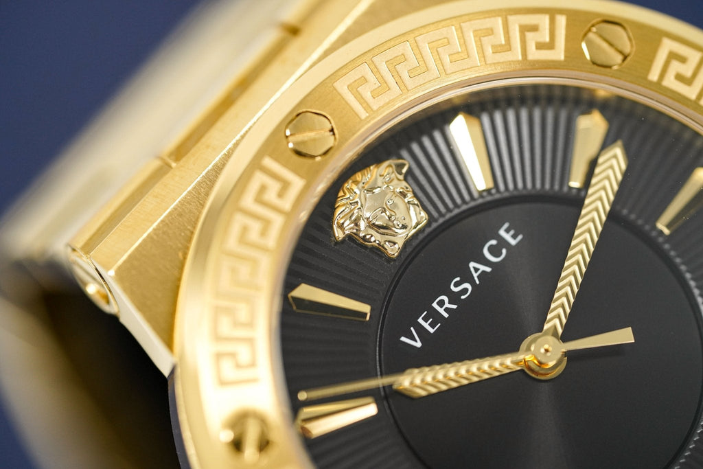 Versace Ladies Watch Greca Logo Gold Black