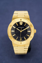 Versace Ladies Watch Greca Logo Gold Black