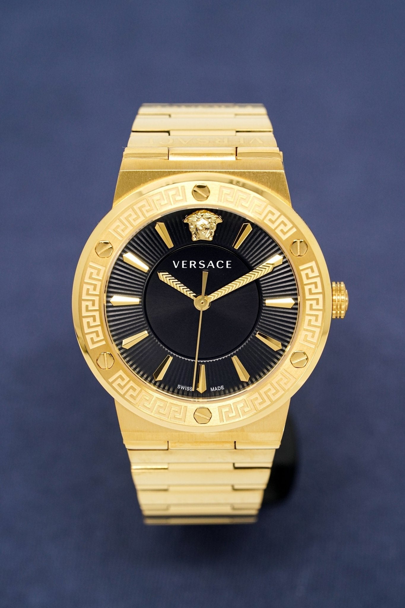 Versace Ladies Watch Greca Logo Gold Black