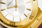 Versace Ladies Watch Greca Logo Gold Red Leather
