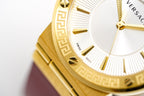 Versace Ladies Watch Greca Logo Gold Red Leather