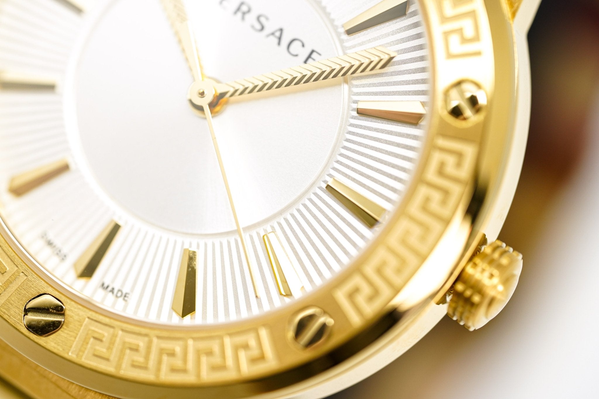 Versace Ladies Watch Greca Logo Gold Red Leather