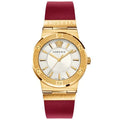 Versace Ladies Watch Greca Logo Gold Red Leather