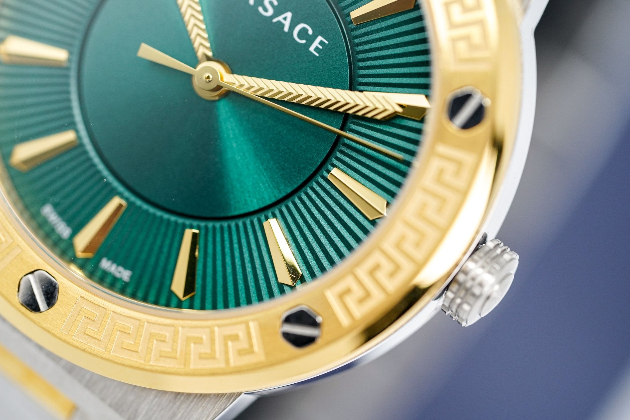 Versace Ladies Watch Greca Logo Two-Tone Green