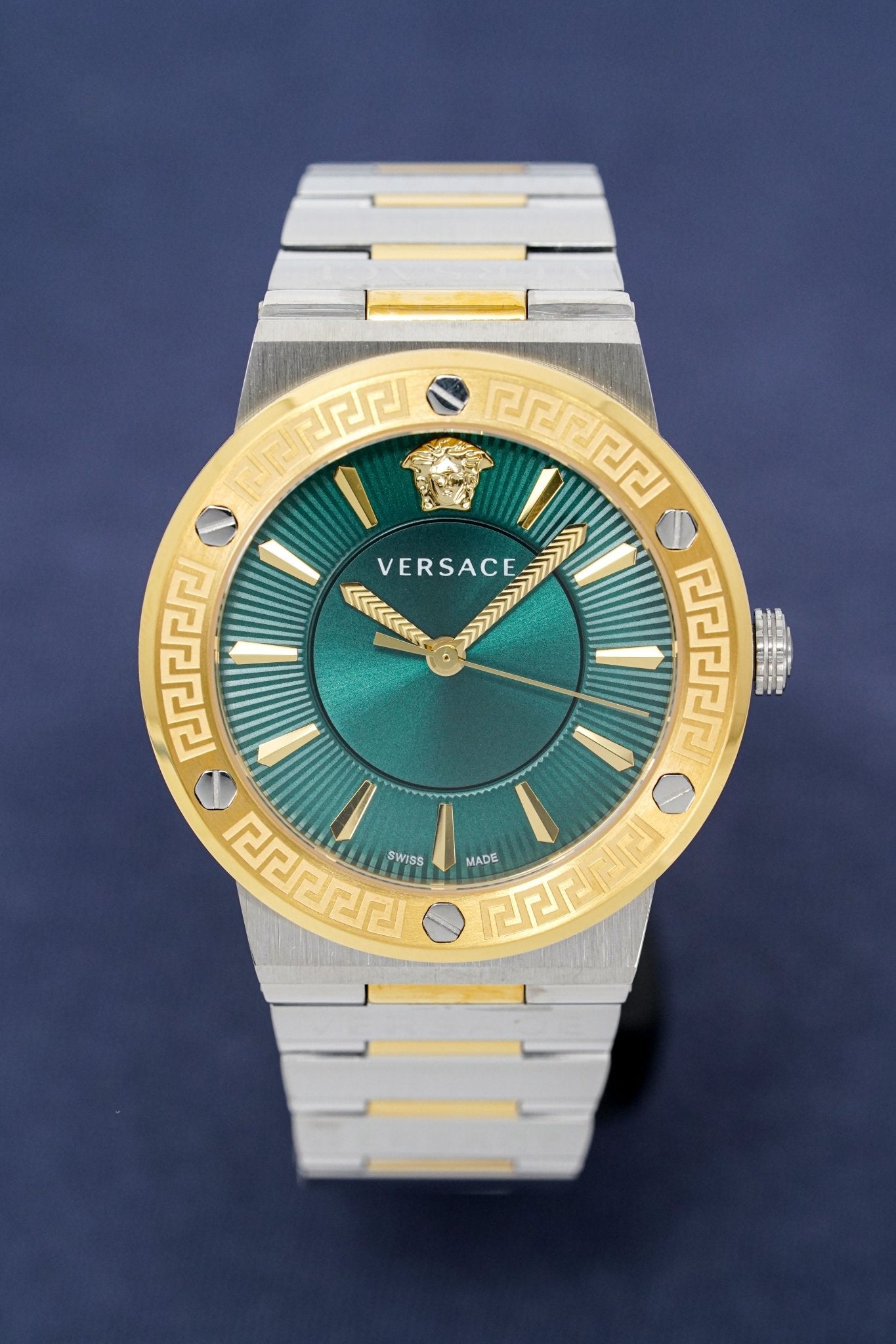 Versace Ladies Watch Greca Logo Two-Tone Green