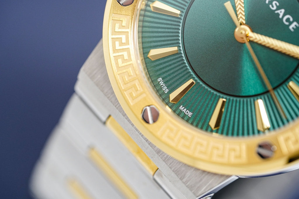 Versace Ladies Watch Greca Logo Two-Tone Green