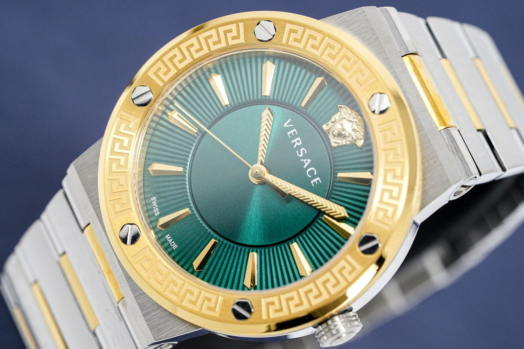 Versace Ladies Watch Greca Logo Two-Tone Green