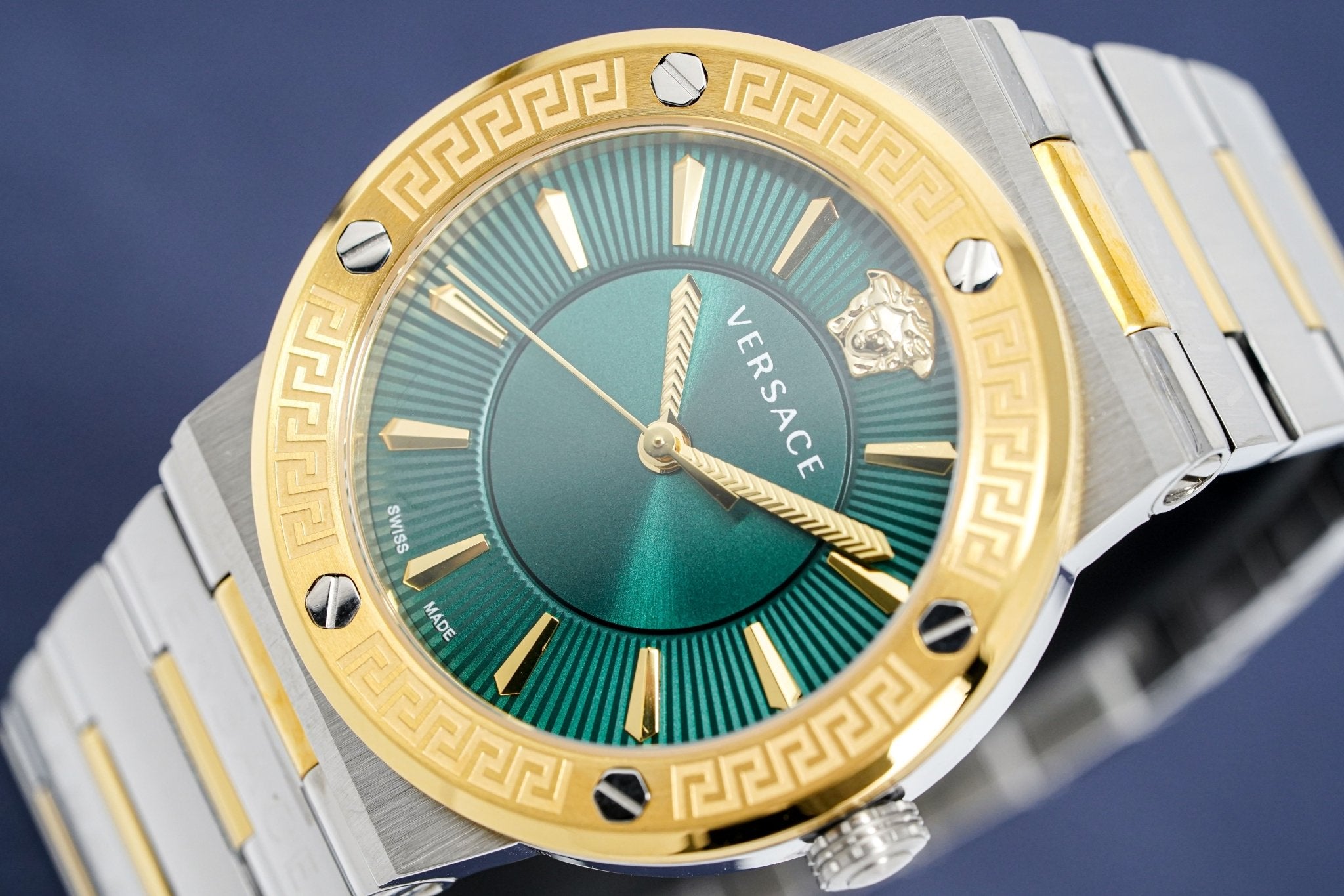 Versace Ladies Watch Greca Logo Two-Tone Green