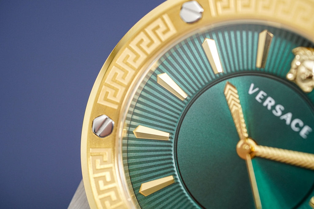 Versace Ladies Watch Greca Logo Two-Tone Green