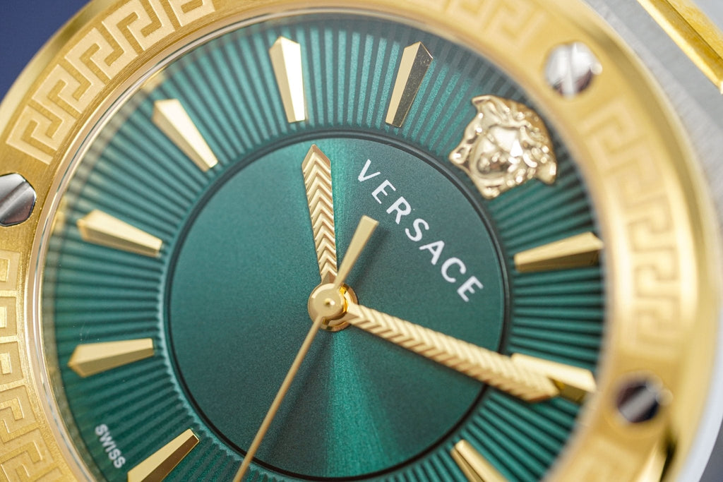 Versace Ladies Watch Greca Logo Two-Tone Green