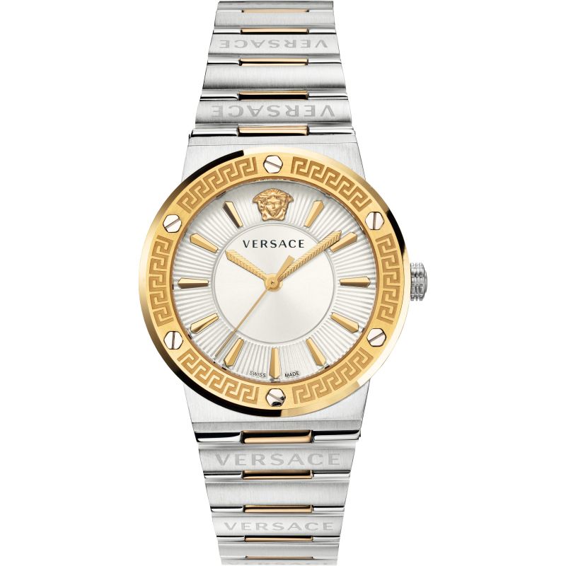 Versace Ladies Watch Greca Logo Two-Tone Silver