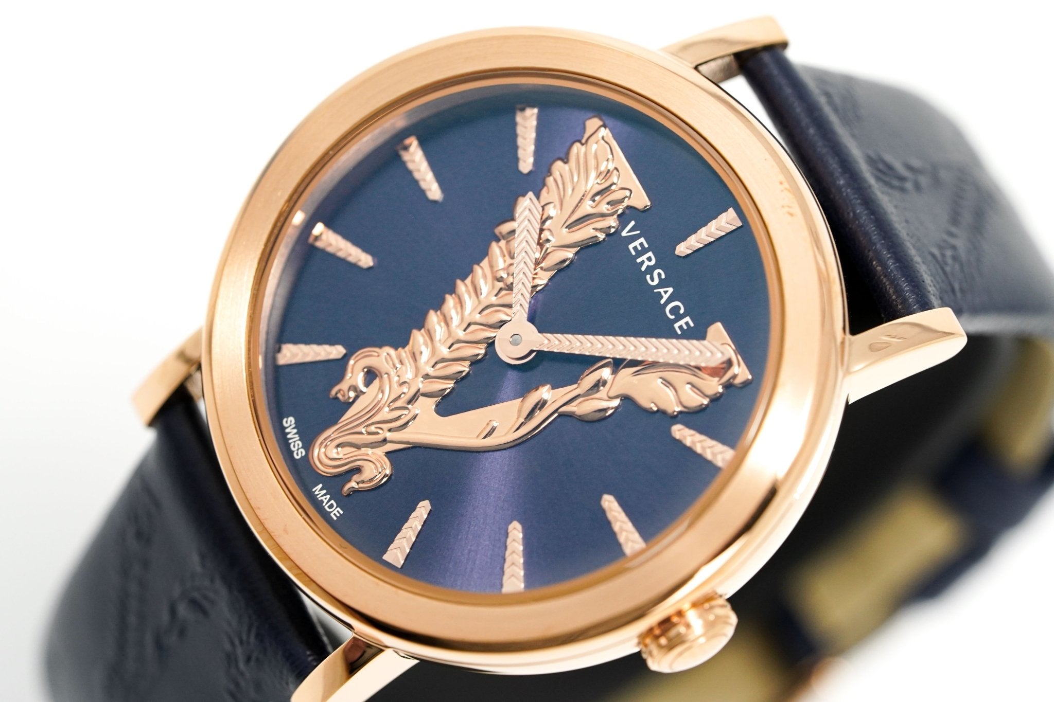 Versace Ladies Watch Virtus Blue IP Gold
