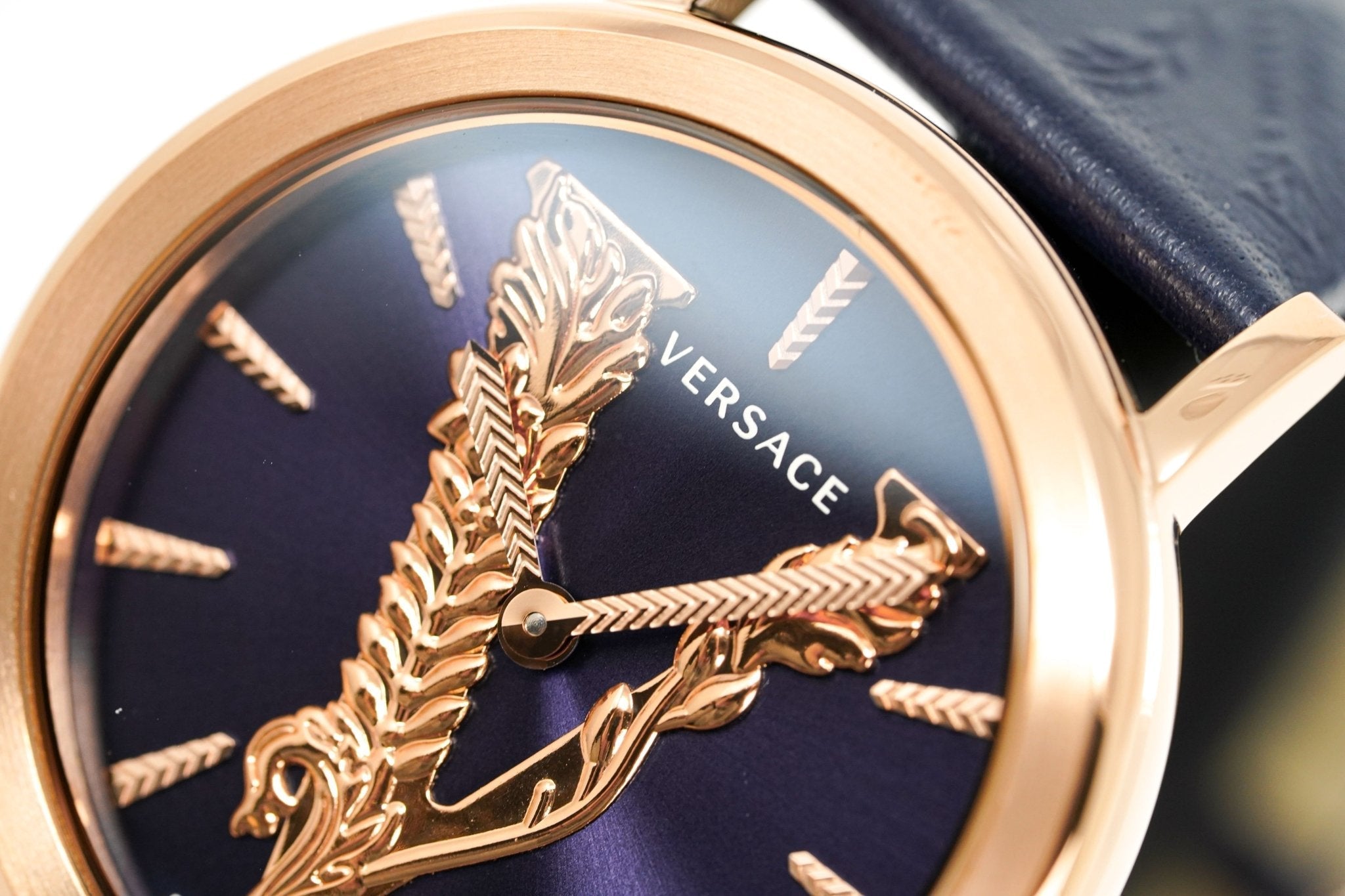 Versace Ladies Watch Virtus Blue IP Gold