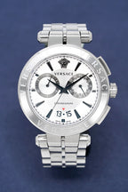 Versace Men's Watch Aion Chronograph 45mm White Silver