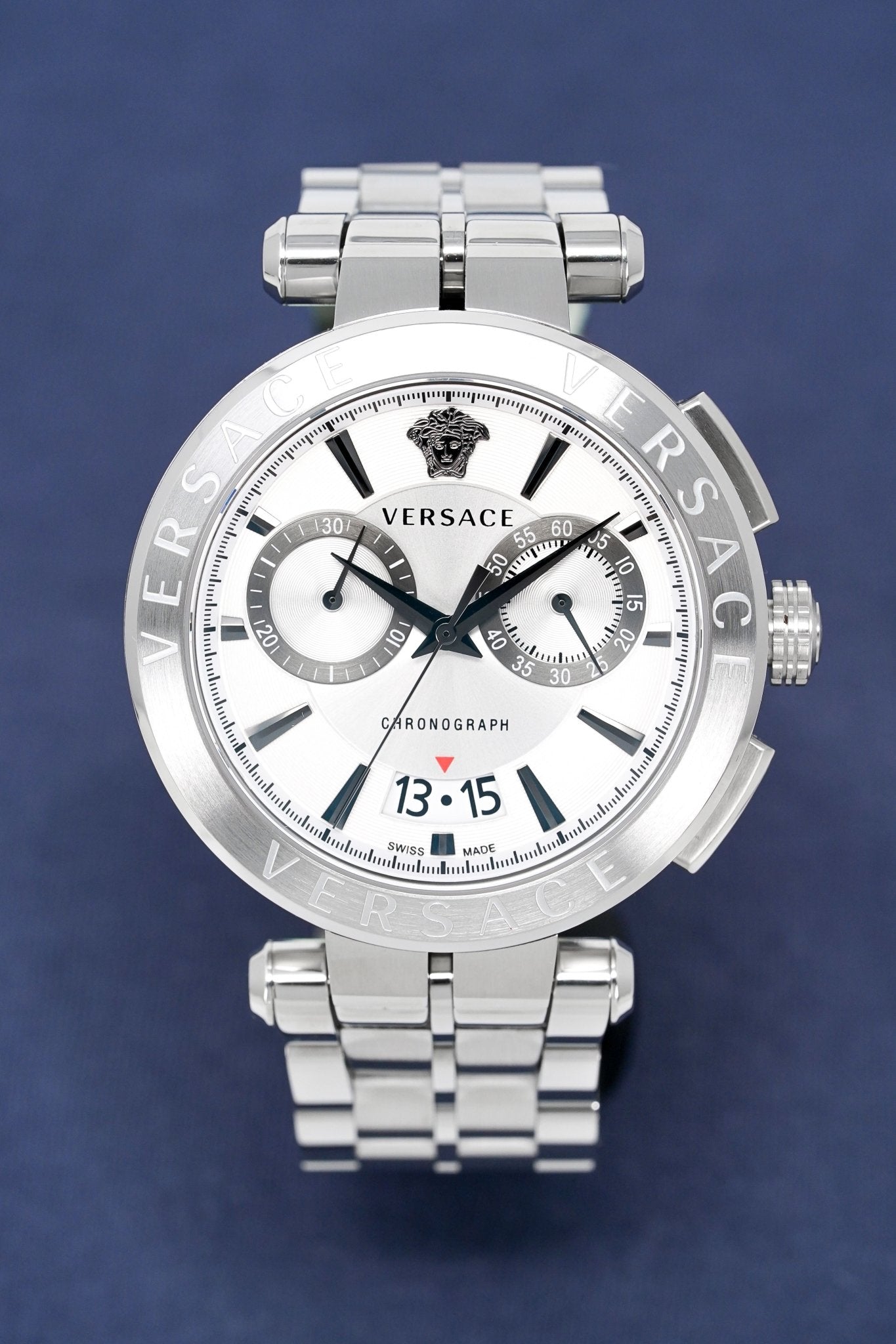 Versace Men's Watch Aion Chronograph 45mm White Silver