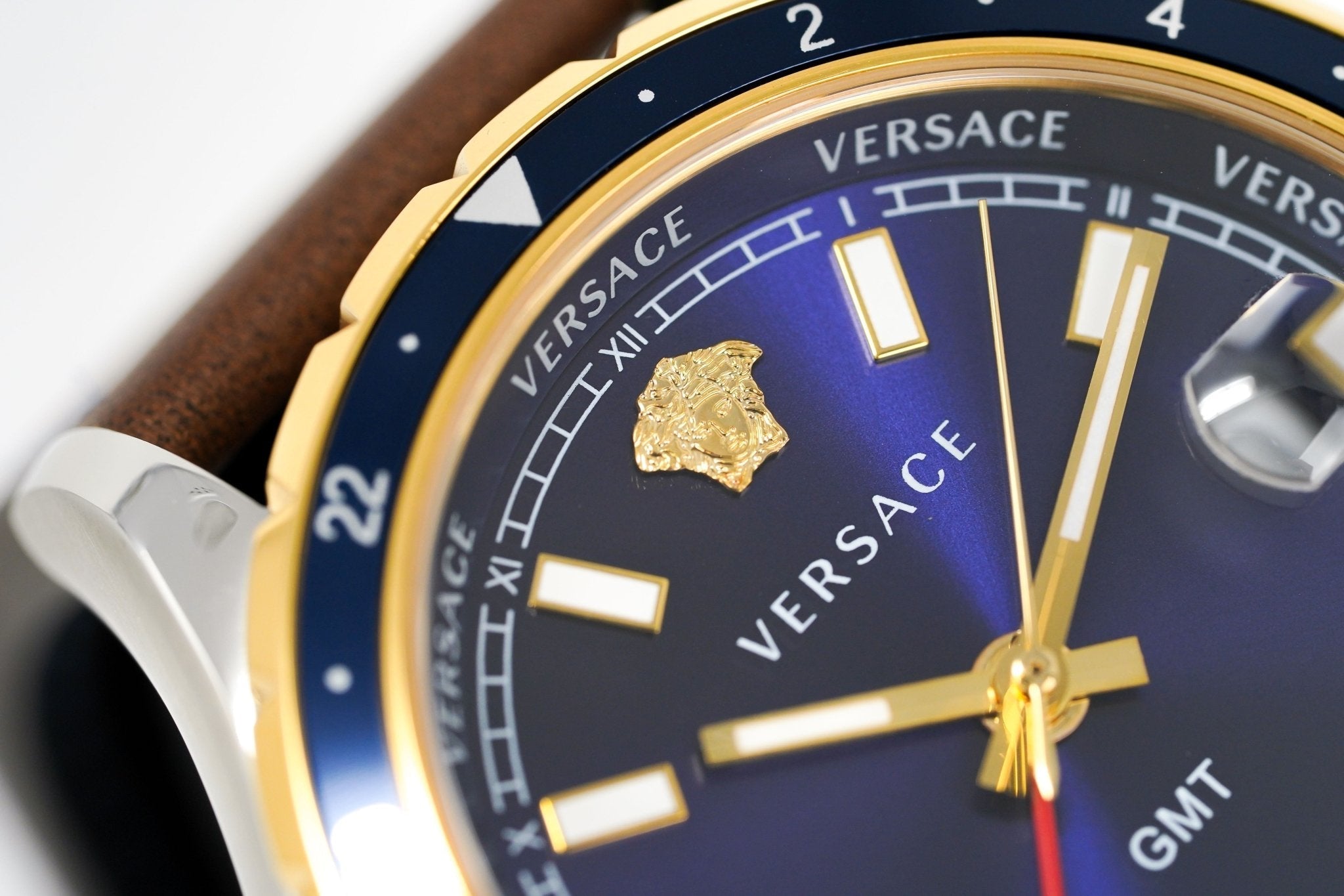 Versace Men's Watch Hellenyium GMT Blue Leather