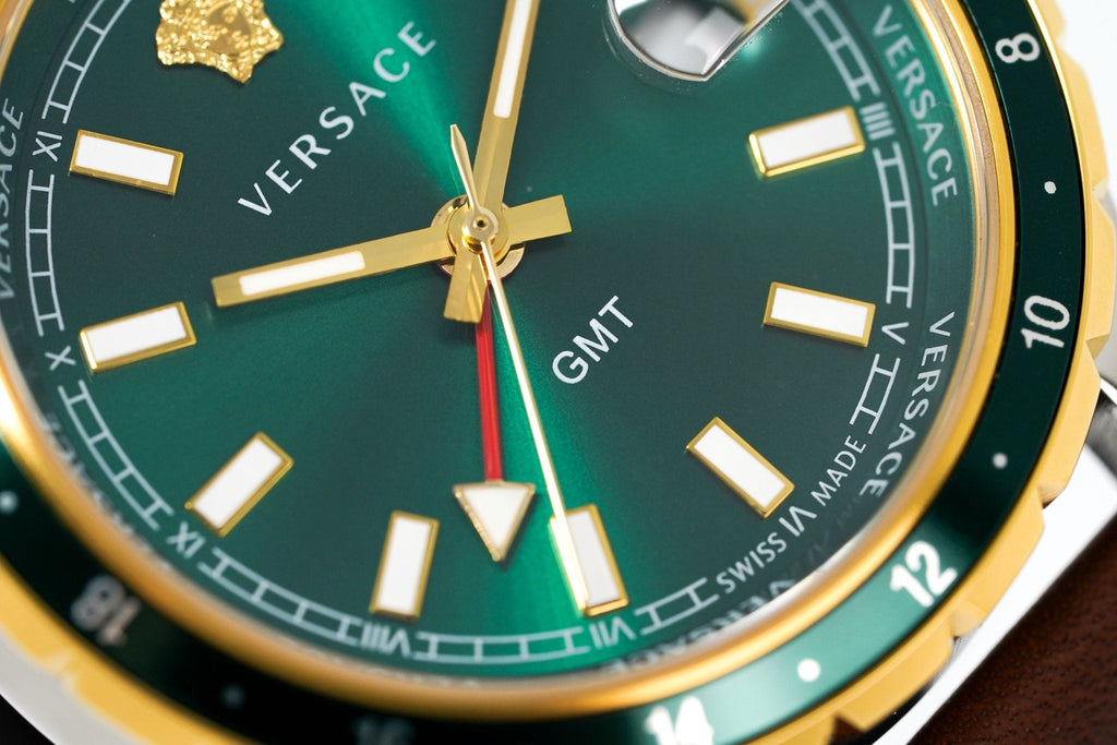 Versace Men's Watch Hellenyium GMT Green Leather