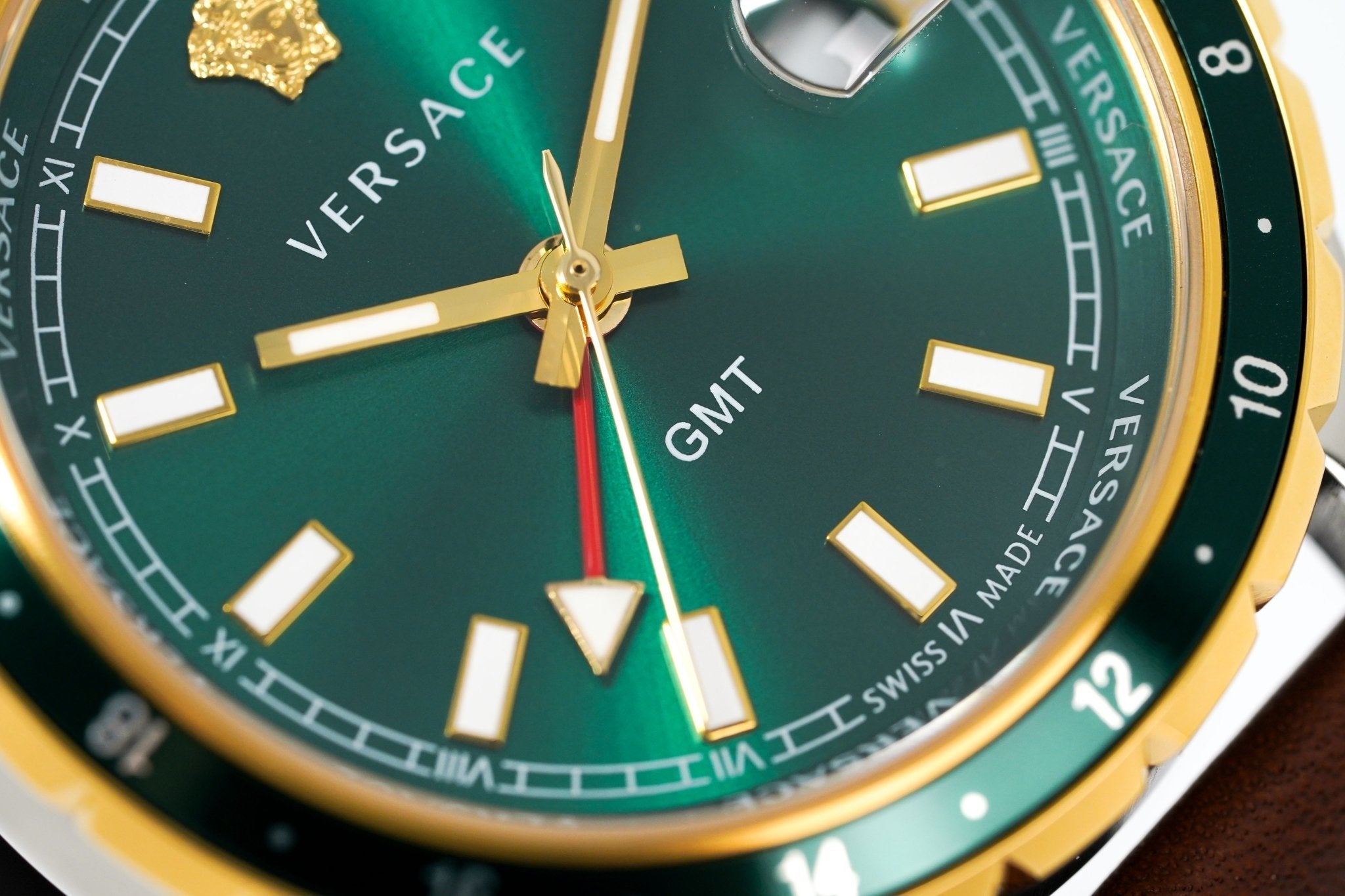 Versace Men's Watch Hellenyium GMT Green Leather